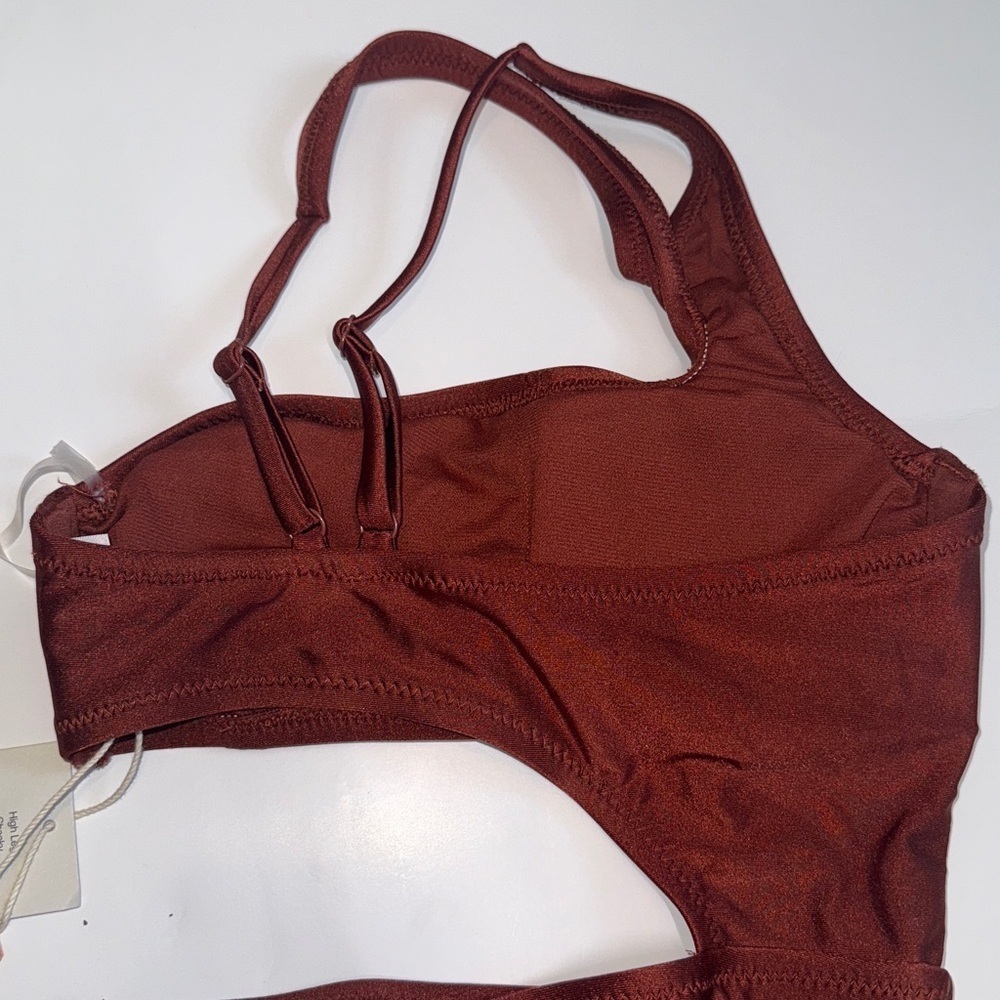 Target Noel Asymetrical Bronze Orange Cut Out One-Piece Swimsuit XS - Picture 7 of 15